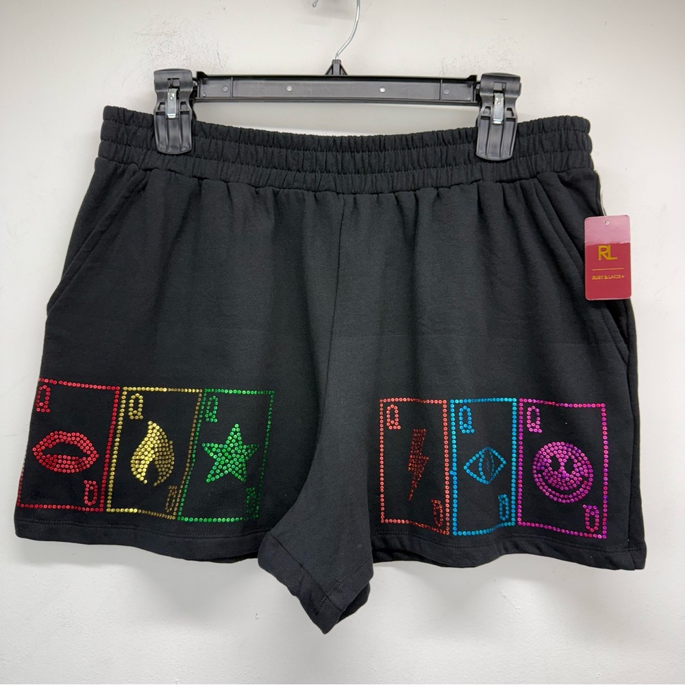 Ruby & Lace plus size 3X Women’s Black Fleece Sequin Lounge Shorts